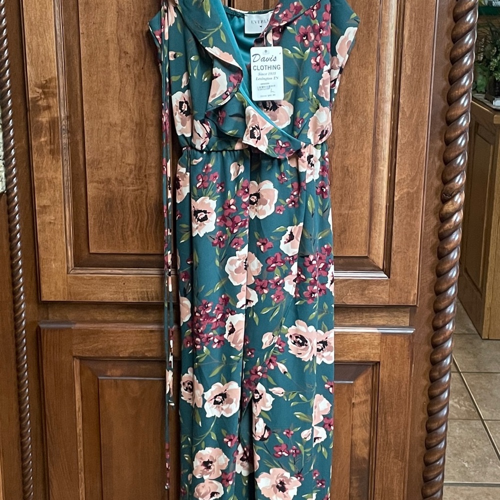Everly Teal Floral Button-Up Blouse